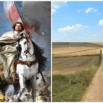 Il santo in un quadro di Tiepolo e un pellegrino che attraversa una campagna