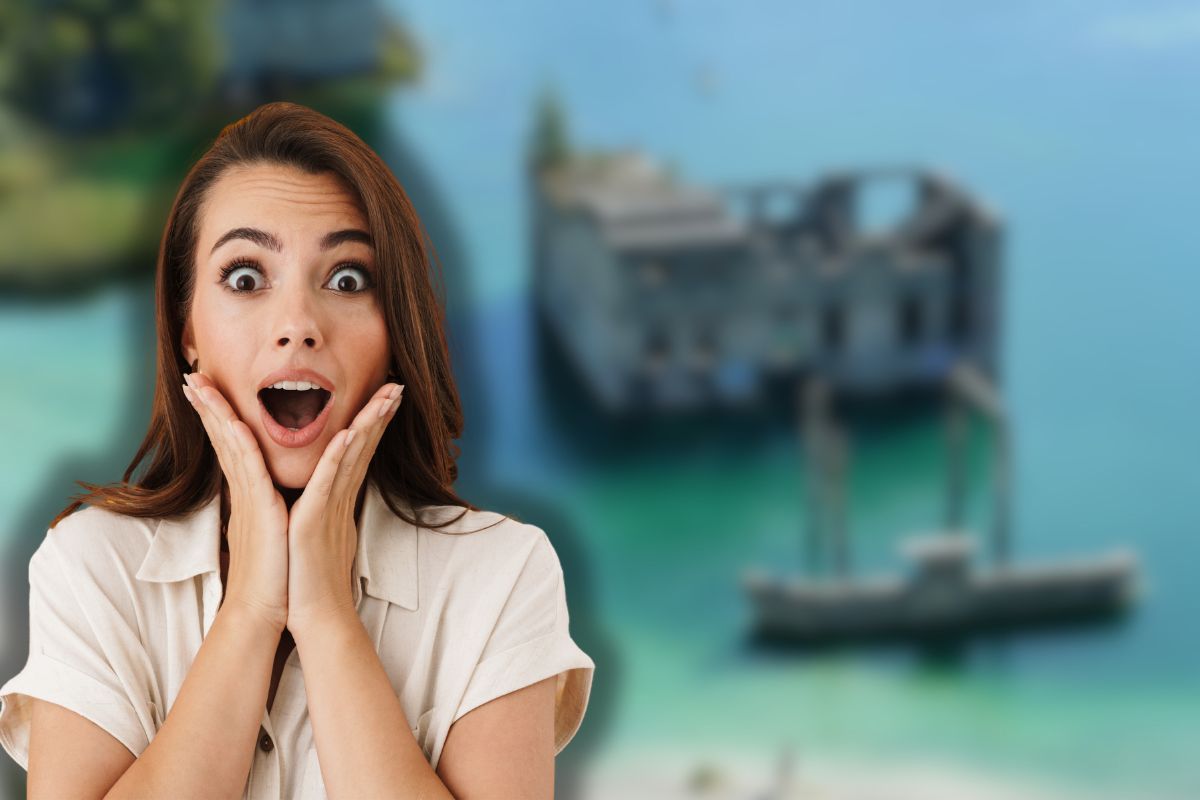 prigione sommersa dalle acque e donna sorpresa con mani in faccia